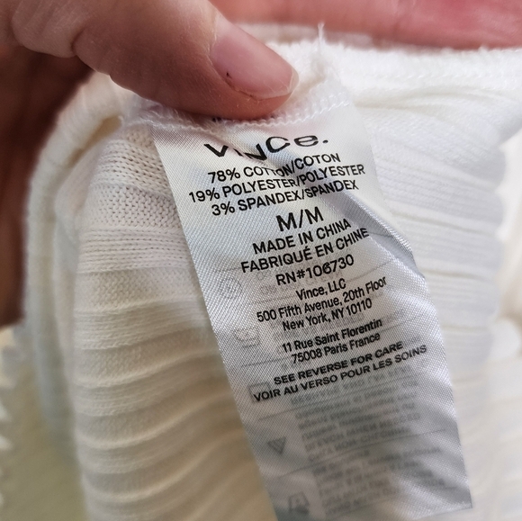 Vince Ivory Ribbed Long Sleeve Midi Dress M - Picture 5 of 6